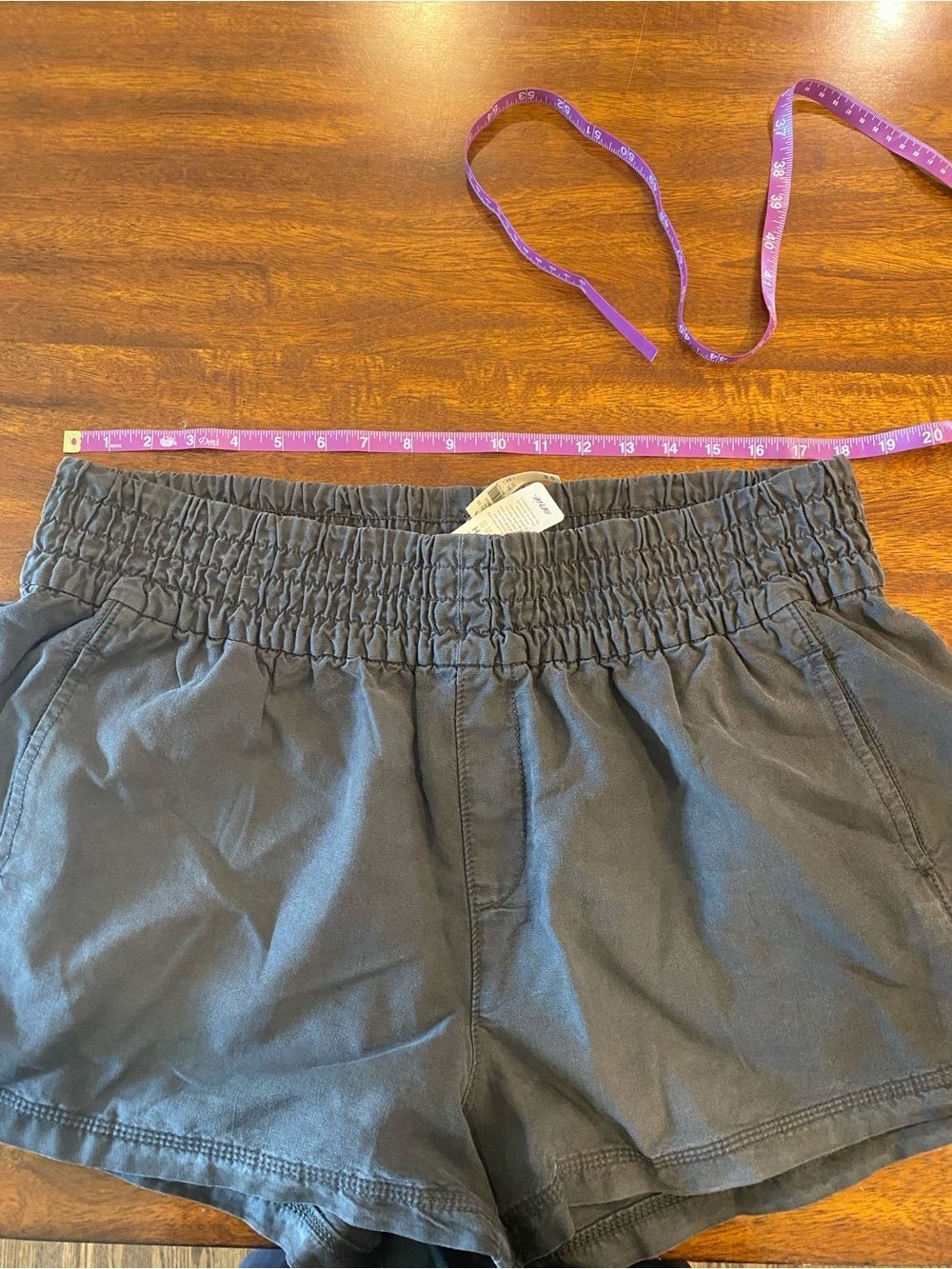 Aerie babewatch shirts women’s XL smocked pull on waistband NEW charcoal - Picture 5 of 9